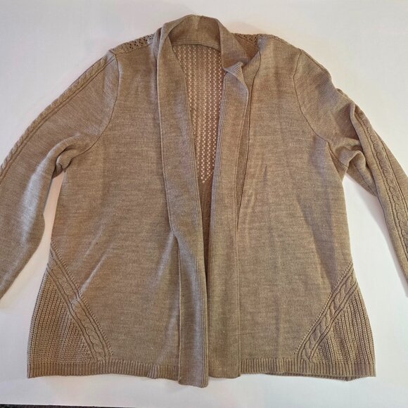 NWOT - Notations Open Front Cardigan, 2X, Tan Cable Knit Sweater, Never Worn - Picture 4 of 10